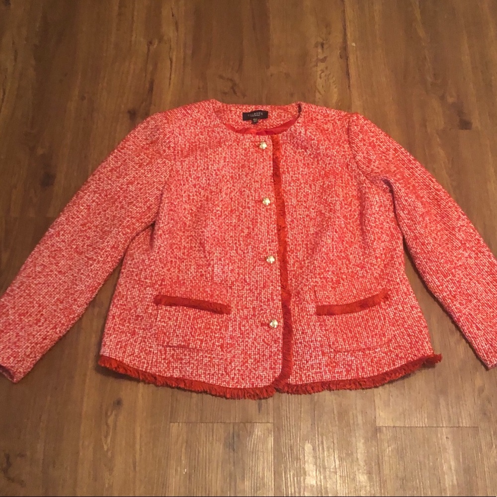 TALBOTS Red and White tweed blazer! 16WP